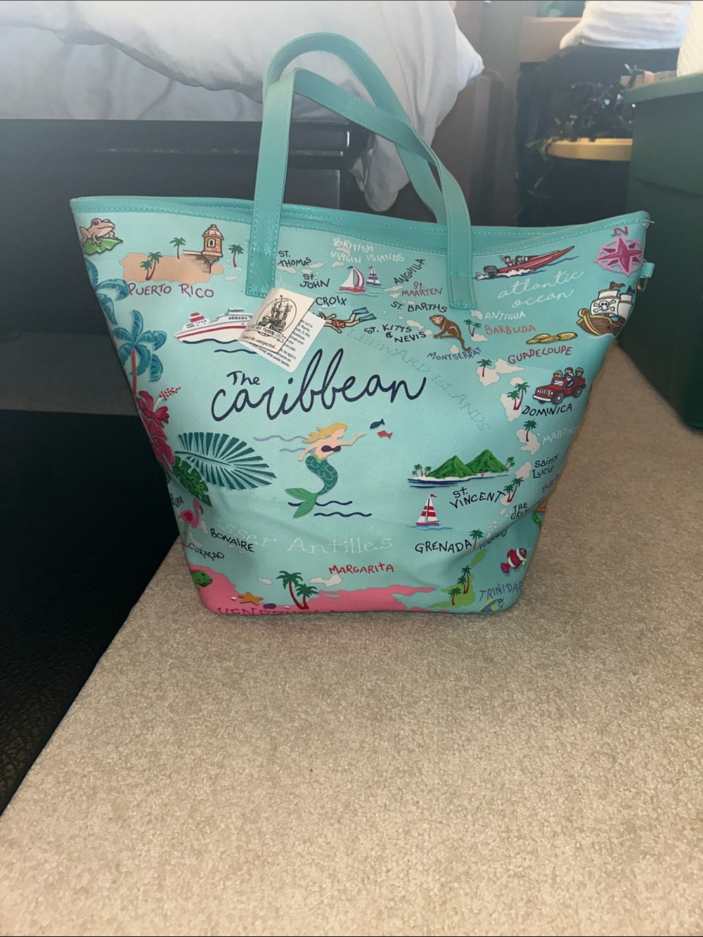 Caribbean Fun Map Beach Bag Tote